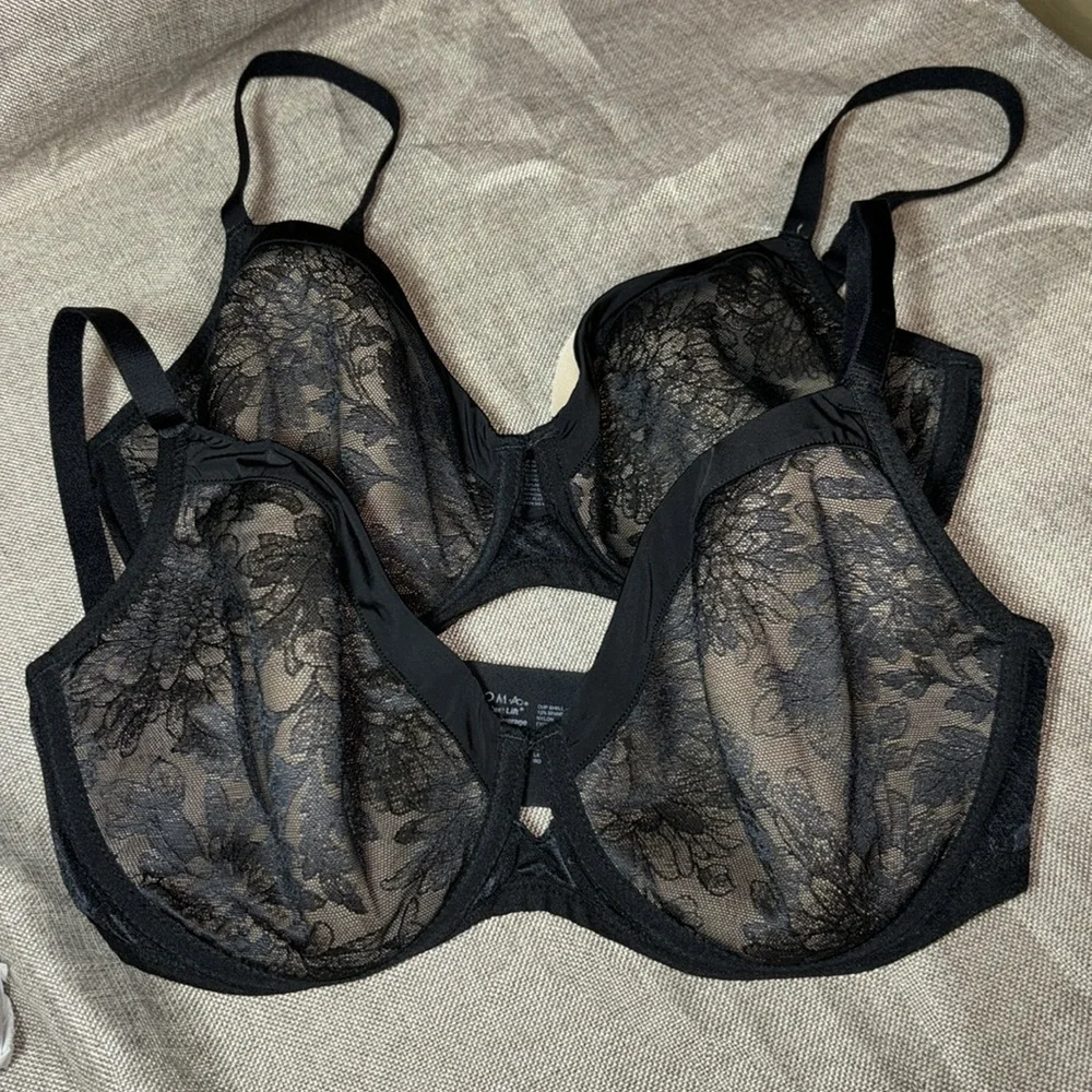 SOMA (2) Lightest Lift Perfect Coverage Black Lace Size 34DD Bundle of 2